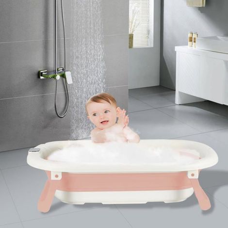 Baignoire Bébé Pliable - 1 Unité - PP Et TPE - Avec Thermomètre Et Transat - Pour Nouveau-Né - Rose 71x43x18,5cm BLU-RAY FILM (1/5)