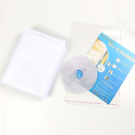 Mosquitera, juego de mosquitera autoadhesiva con cortina de malla ajustable - mosquitera de repuesto para el hogar, blanca, encriptada. (1/5)