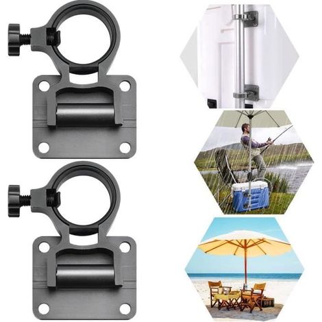 Support de Parasol pour Balcon - Boîte de Pêche - Alliage d'Aluminium - Conception pliante - Noir (1/4)