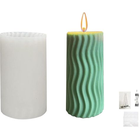 MIMOSON-Candle Molds Silicone 110 56 mm Large Candle Candle Mold Candle Pillars Geometric Shapes 3d Silicone Mold Soap Plaster Mold Candles DIY Set Silicone Molds (Cylindrical) (1/5)