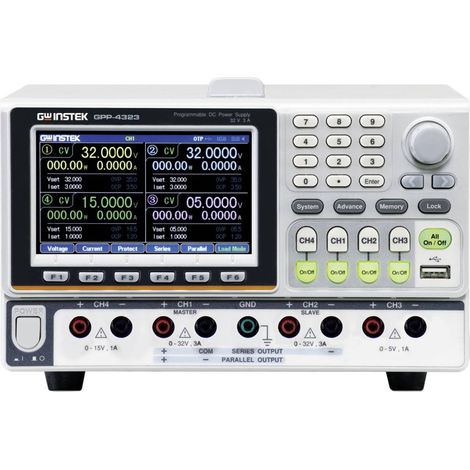 Alimentation de laboratoire réglable GW Instek GPP-4323 0 - 32 V 0 - 3 A RS-232, USB programmable Nbr. de sorties 4 x
