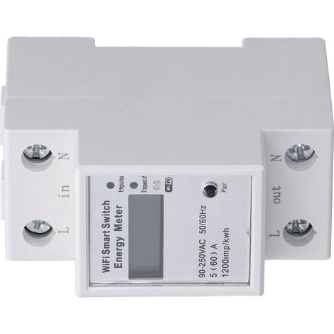 Compteur Électrique Intelligent WiFi Monophasé, Écran LCD, Compatible Tuya, Installation Rail DIN, AC 90‑250V, pour Surveillance Énergétique Domestique (1/5)
