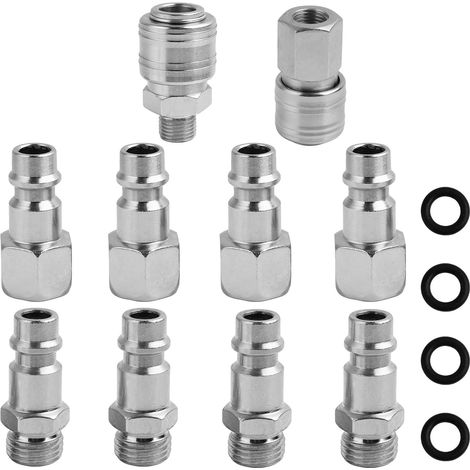 10 Pièces 1/4 BSP Raccords Pneumatiques Rapides, Connecteurs pour Compresseur d'Air, embout compresseur air, Connection Pneumatique, Raccord rapide air comprimé (1/5)