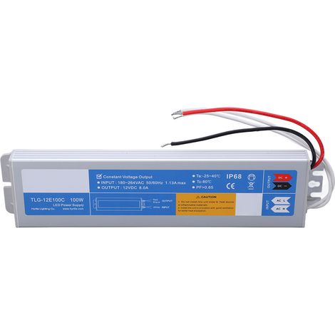 Alimentation LED étanche IP68 anti-corrosion 100W DC12V 8A transformateur pour éclairage extérieur AC 180-264V (1/5)