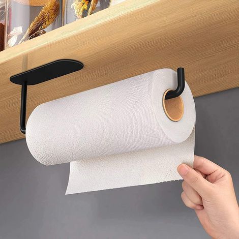 Support Sopalin Noir, Porte Rouleau Essuie Tout Mural, Auto-adhésif Porte Sopalin de Cuisine sans Percage, Porte Rouleau en Acier Inoxydable pour Armoire et Salle de Bain (1/5)