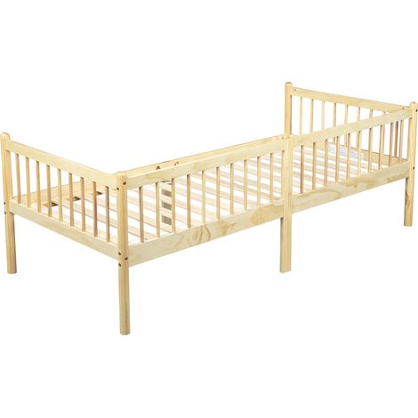Tagesbett aus Kiefer 90x200 cm mit 3-seitigem Rausfallschutz und 14 Latten, natur (1/5)