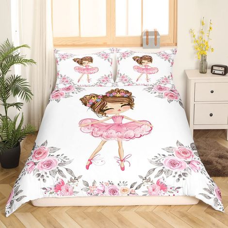Parure de lit moderne et tendance avec housse de couette 135 x 200 cm, motif ballet pour fille (1/5)
