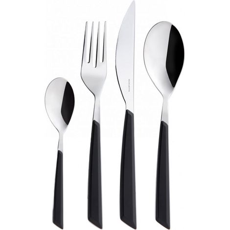 Set posate 24 pezzi in scatola regalo con finestra Grace Nero Tinta unita Bugatti
