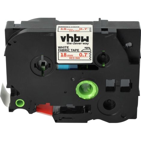 vhbw Label Tape compatible with Brother PT 2470, 200-Series, 2460, 2450, 2400, 220 Label Printer 3m x 18 mm, Red on White, Iron-On (1/4)