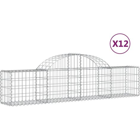 Maison Exclusive - Cestas de gaviones 12 uds forma de arco hierro