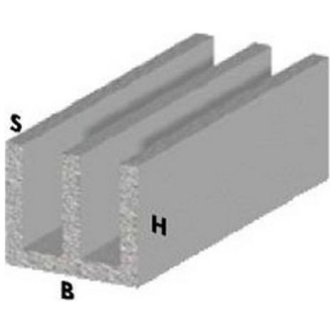 Profilo alluminio finitura argento h 100 canalino doppia uu 16x12x1mm (1/2)
