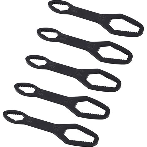 Doppelseitiger verstellbarer Schraubenschlüssel 8–22 mm, 160 mm, legierter Stahl, selbstsichernd, schwarzes Universalwerkzeug, 5er-Set (1/5)