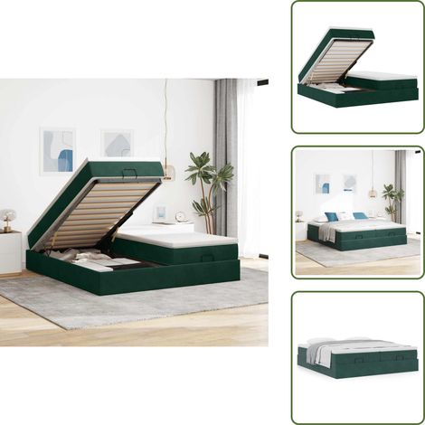 Letto matrimoniale - vidaXL Struttura Letto Pouf con Materassi 160x200 cm Velluto - Materasso morbido