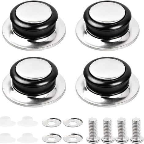 4 Pcs Poignée de Couvercle de Casserole Poignée de Couvercle en Verre Couvercle de Casserole en Acier Inoxydable Ouchons Poignées Poignées Universelles de Couvercles de Casserole (1/5)