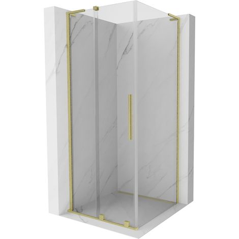 Mexen Velar L cabine de douche coulissante 110 x 110 cm, transparent, or brossé - 871-110-110-03-55 (1/5)