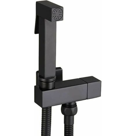Kit doccetta per WC, spruzzatore per bidet portatile in ottone nero, spruzzatore per bidet a parete, kit completo per doccetta per WC, igiene personale, G1/2