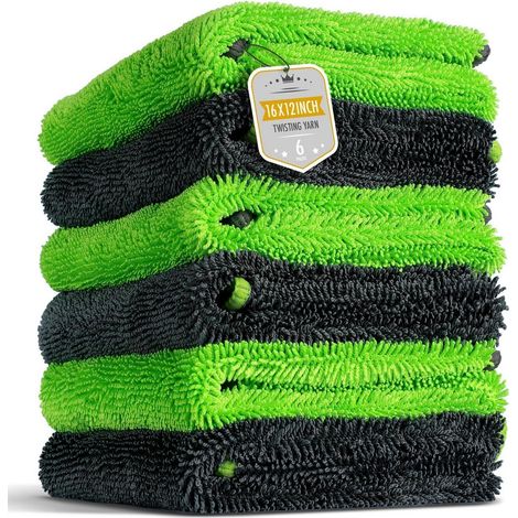 Lot de 6 chiffons microfibre voiture 40x30cm ultra absorbants sans rayures (1/5)