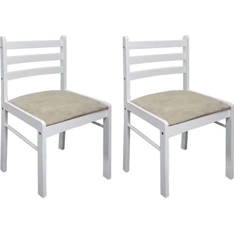 Maison Exclusive - Esszimmerstühle 2 Stk. Weiß Massivholz Gummiba