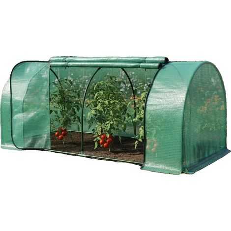 Mini invernadero, estructura resistente, fácil acceso, verde militar. (1/2)