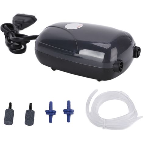 Kleine, professionelle, geräuscharme Sauerstoffpumpe für Aquarien, EU-Stecker, 220 V, Doppelanschluss (1/5)