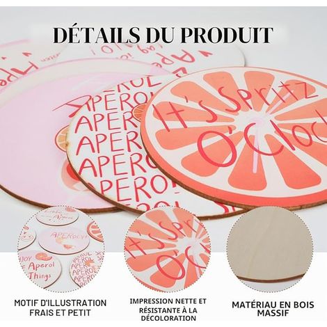 Dessous de Verre Dessous de Verre 10x10 cm en Papier Absorbant Accessoire déco de Table d’été pour Cocktails et fêtes Réutilisables