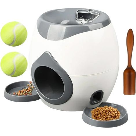 Lanceur automatique de balles pour chien, 2 balles de tennis, distributeur interactif d'aliments, jouets extérieur pour chiens (1/5)