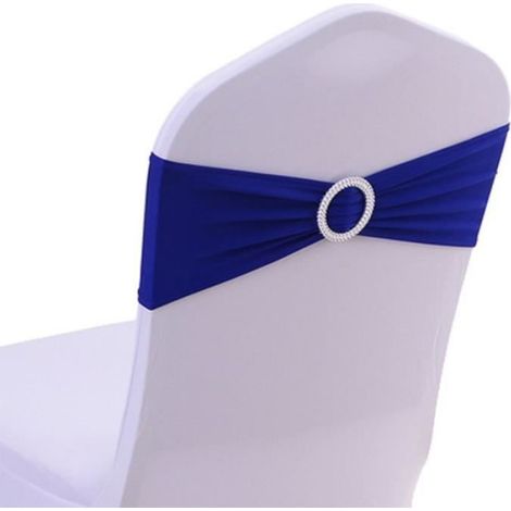 Housse De Chaise - Tissu Élastique Polyester - Pour Mariage Réception Anniversaire - Bleu Marine - Lot De 50 (1/2)