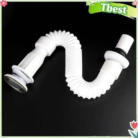 Drain De Bassin - Tuyau De Vidange Flexible En PP - Pour Lavabo Salle De Bain - 2 Pièces (1/5)