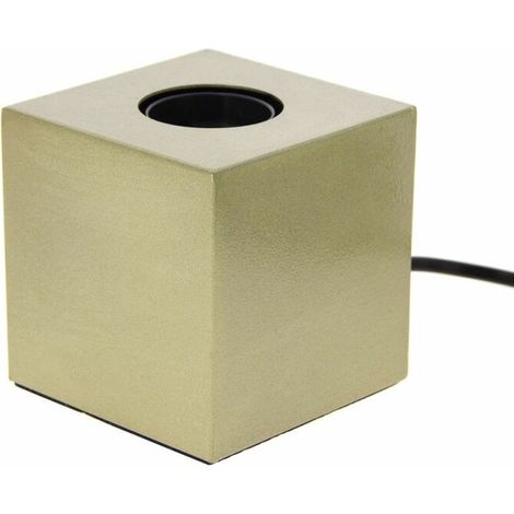 Lampe à poser cube en métal laiton – Compatible culot E27 – Indice de protection IP20 – Puissance 60W max – Design moderne (1/5)