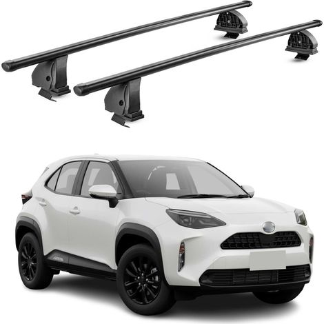 OMAC Stahl Dachträger Querträger Toyota Yaris Cross 2021-2026 – TÜV / DIN 75302:2019 – Abschließbar – Max. 75 kg – 2 Stangen – Schwarz (1/5)