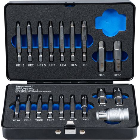 BGS Jeu de tournevis Pour six pans femelle 1,5 - 10 mm/Profil T (pour Torx) T10 - T55 19 pièces