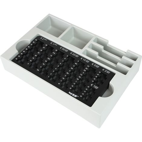 HMF 3210-02 Münzsortierer inkl. Euro-Münzzählbrett, 3 Geldscheinfächer, 35 x 23,5 x 7 cm, schwarz (1/4)