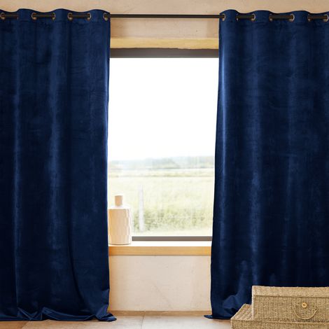 Rideau Ignifugé  M1 en velours premium Bleu Marine 140x260 cm