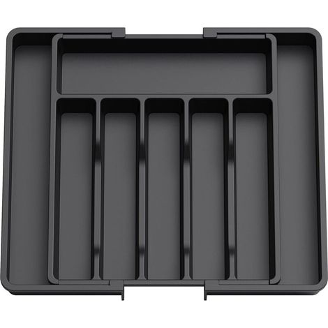 [NEVER USED] Cutlery Tray, Extendable Utensil Tray for Drawer, Black, Adjustable Drawer Organizer for Kitchen, Compact Plastic Storage