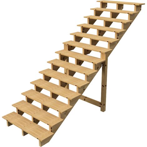 Holztreppe Höhe 224cm 13 Stufen, Breite 120cm, OHNE Setzstufen