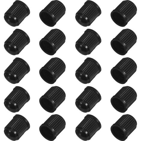 20 Ventilkappen, Ventilkappen mit Gummi-O-Ring, Universal-Ventilkappen für Lkw, Motorräder, Fahrräder, SUVs (schwarz)