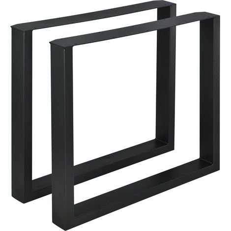 Lot de 2 pieds de table salle à manger meuble rectangulaire métal 80 x 72 cm noir