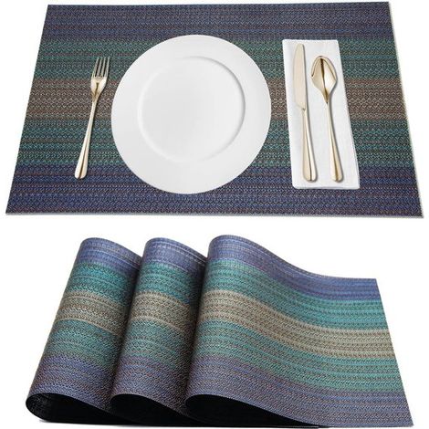 Platzsets rutschfeste abwaschbare PVC-Platzsets hitzebeständige Tischsets 4er-Set geeignet für Küchentisch Restaurant Garten Grillplatz im Freien 3 (1/4)
