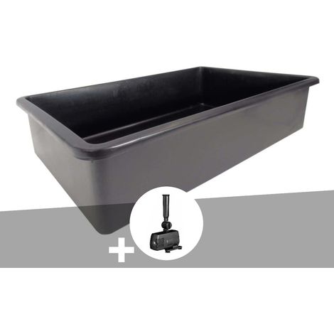 Ubbink – Bassin préformé rectangulaire 475 L – Dimensions 128,5 x 86 x 45 cm – En polyéthylène résistant aux UV – Avec pompe filtration