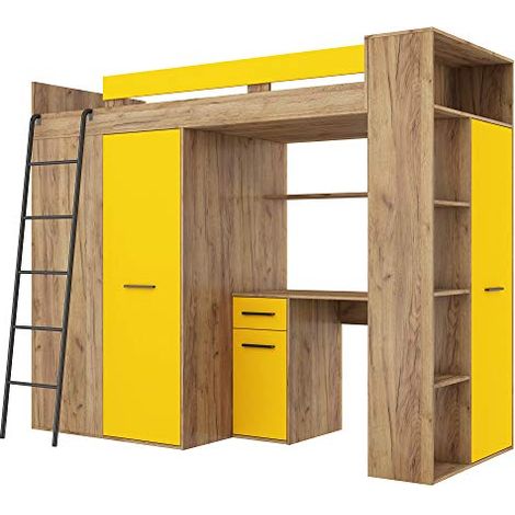 MOBILE ETAGENBETT KINDER LEITER VERANA L cm H190x120x236 EICHE GELB (1/5)