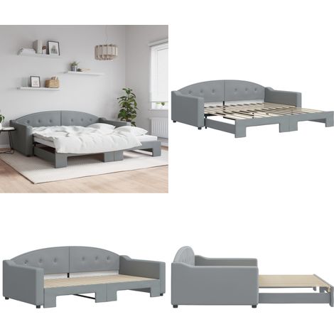 vidaXL Lit de jour avec gigogne sans matelas gris clair 100x200 cm (1/5)