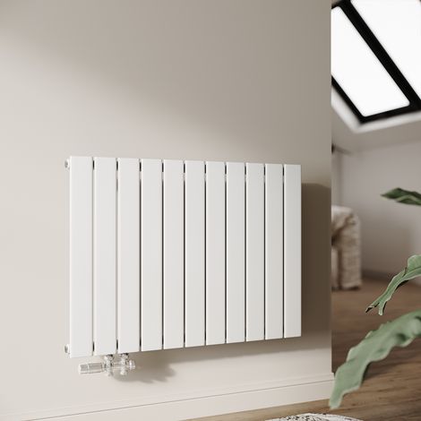 SONNI Radiateur eau chaude en acier Conception murale Vertical Radiateur chauffage central 630x850mm Panneau Unique Blanc (642W) Horizontal