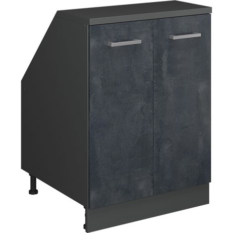 Mobile sottotetto Rion, Calce nera, 60 x 81.6 cm con 2 porte, carcassa 60 cm profondità, Vicco (1/5)