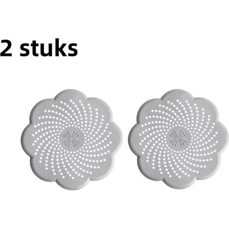 Bonde de sol en silicone en 2 parties en forme de fleur anti obstruction et anti odeurs pour évier de cuisine et canalisations de salle de bain couleur grise (1/5)