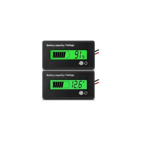 Compteur de Batterie DC 12V 24V 36V 48V 72V avec Alarme Indicateur Moniteur de Capacité de Batterie Voltmètre de Batterie et Indicateur de Batterie au Lithium-Ion (Lumière Verte) (1/5)