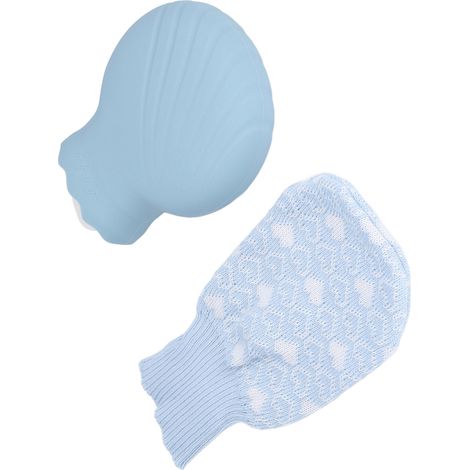 Bouillotte à eau 2ème génération, petite taille, 245ml, silicone, peluche bleue, design cartoon, anti-explosion, réutilisable comme poche de glace. (1/5)