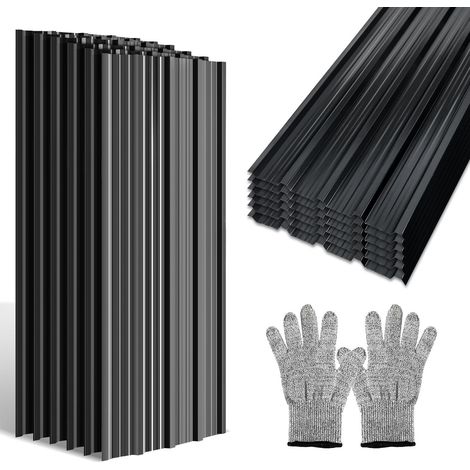 Randaco 36x Wellblech Dachplatten 129x46 cm Anthrazit Verzinkt Dachblech Gartenhaus