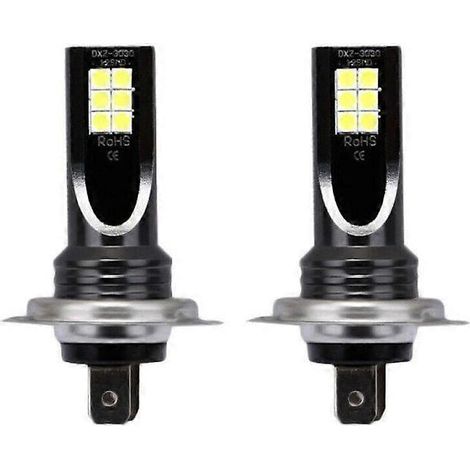 Ampoules LED H7 pour feux antibrouillard, blanc froid 6000K, puissance 80W, puces 3030, éclairage séquentiel, boîtier aluminium blanc, lot de 2 (1/4)