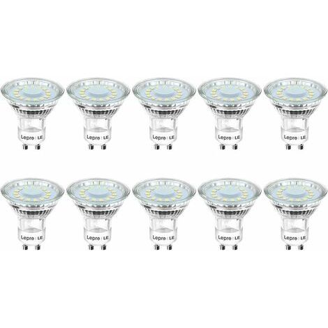 Ampoule GU10 - 4 W - 325 lm - 5000 K Blanc Froid - Angle De Diffusion 110° - Équivalent 50 W Halogène - Non Dimmable - Lot De 10 (1/5)