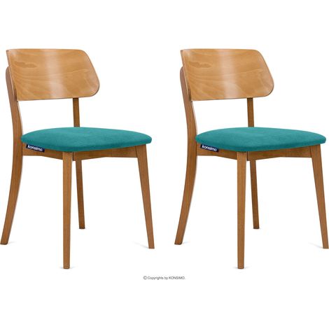 KONSIMO Esszimmerstühle 2 St VINIS Gestell aus Massivholz, Türkis, Stoff/Holz, Modern, 47x80,5x45 cm (1/5)